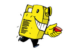 El logo del SISTEMA PAMIRA representado por un muñequito en forma de recipiente amarillo