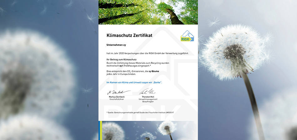 Klimaschutzzertifikat RIGK GmbH