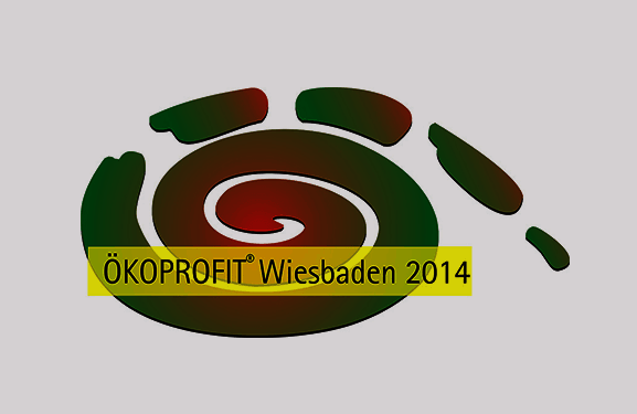 Spiralförmiges Ökoprofit Wiesbaden 2014 Logo.