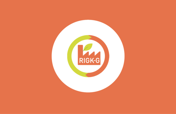 RIGK-G-System Logo auf orangenem Hintergund 