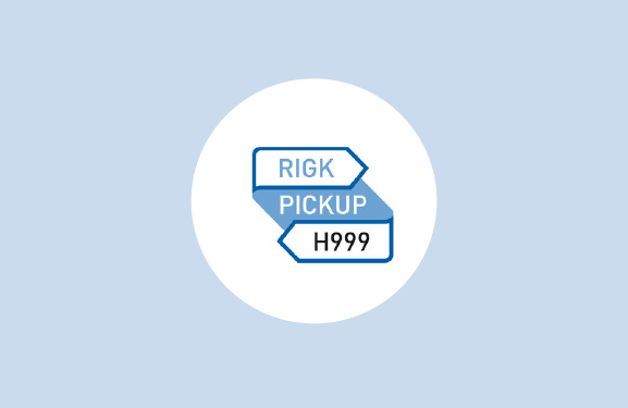 RIGK-Pickup System Logo auf hellblauem Hintergrund 