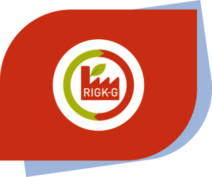 Grafische Abbildung eines Kanisters mit schadstoffhaltigem Inhalt und dem RIGK-G-SYSTEM-Logo 